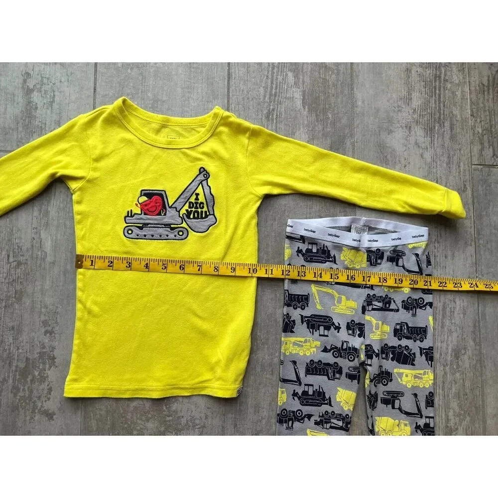 Baby Gap Long Sleeve Pajama I Dig You Heart Tractors Toddler Pjs 2 Piece Set 5T
